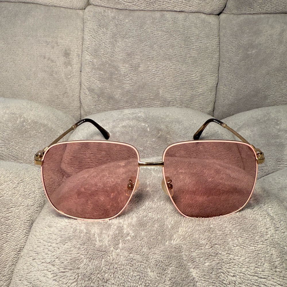 Charriol Gold Frame Sunglasses with Pink Lenses